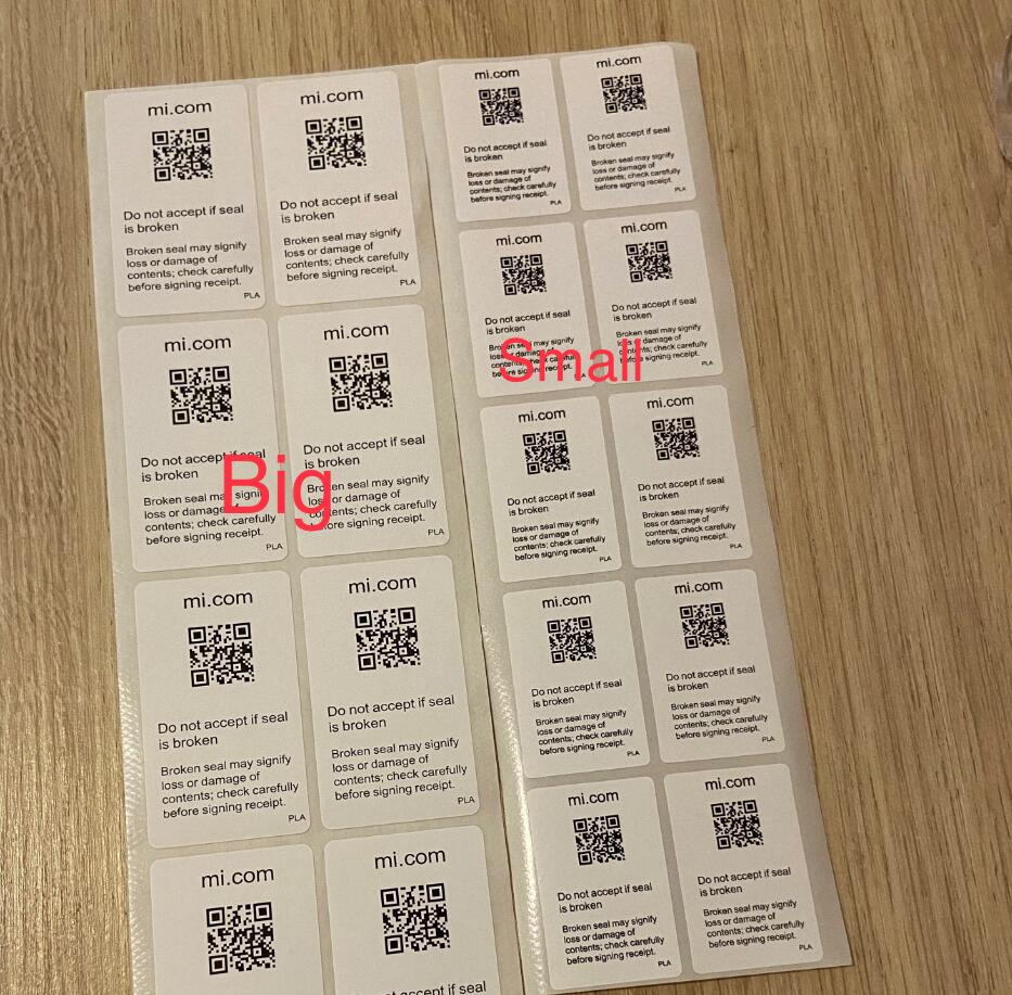Box Seal Label Fillings Film Sticker For xiao mi xiaomi mi QR Code DO NOT ACCEPT IF SEAL IS BROKEN 100pcs/lot