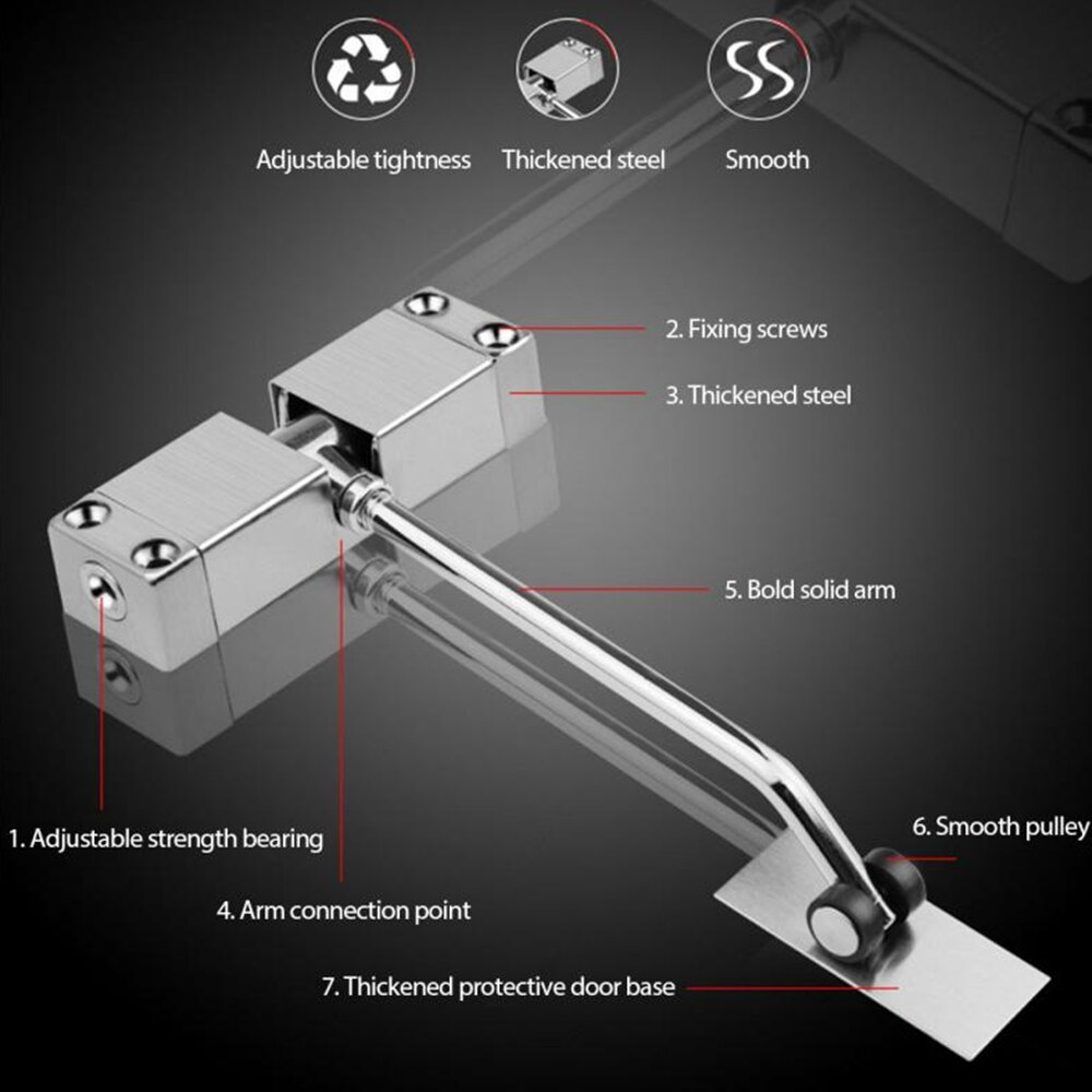 Door Closer Stainless Steel Automatic Door Closer Invisible Door Spring Buffer Door Closers Home Door Accessories1