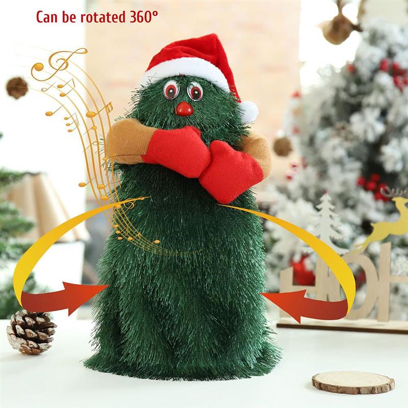 Groene Elektronische Xmas Tree Swing Muziek Kerstman Leuk Speeltje Elektrische Kerstmuts Knuffel Pop Kerstboom Decoratie