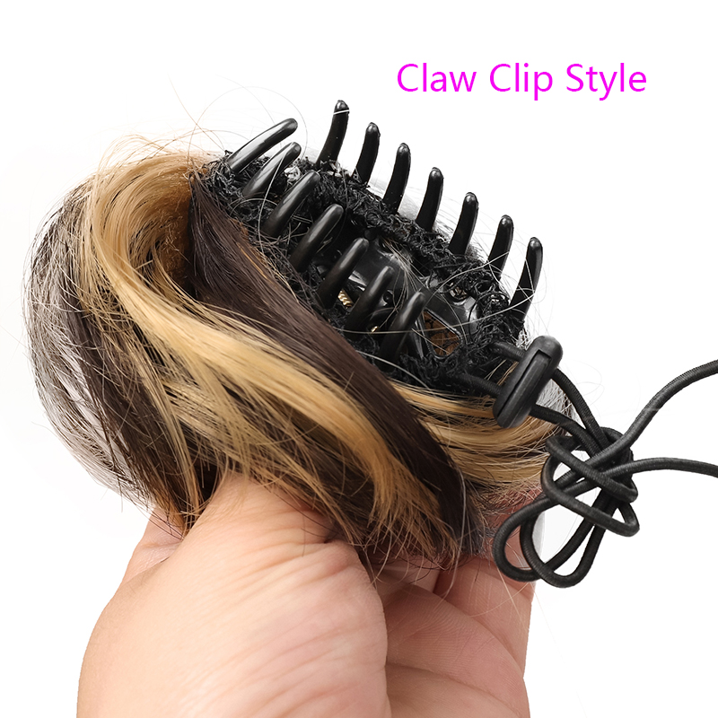 Women's Claw clip Hair Buns Synthetic Curly Chignon Ombre Claw Hair Messy Buns Updo claw Clip In Hairpiece For Women