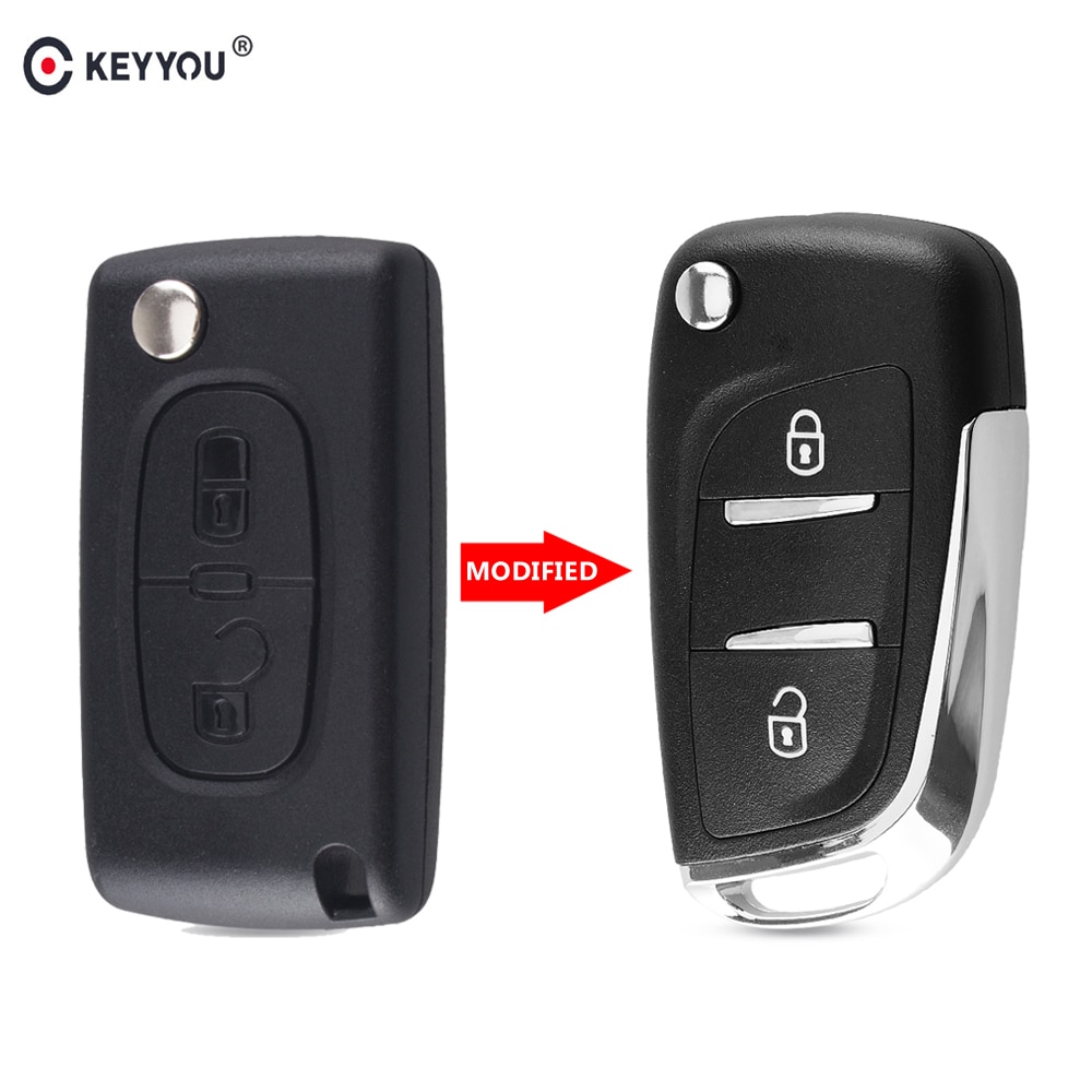 KEYYOU-carcasa de llave de coche remota modificada, carcasa de 2/3 botones para Peugeot 307, 408, 308, 4007, 3008, Citroen C2, C3, C4, C5, C6, Picasso, CE0536