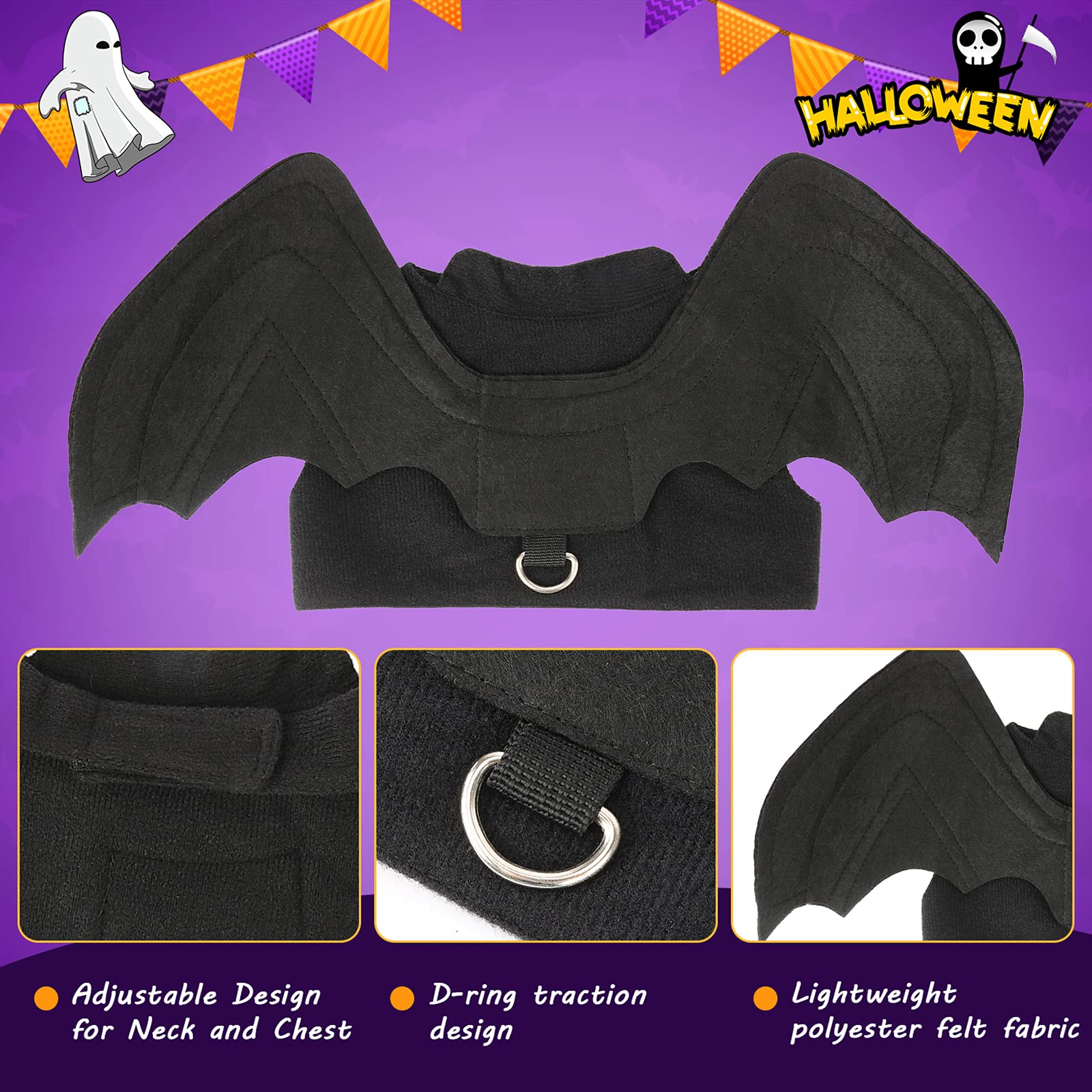 gatto Halloween imbracatura,Halloween pipistrello Ali costumi per animali domestici per cani di piccola taglia gatti decorazione per feste di Halloween