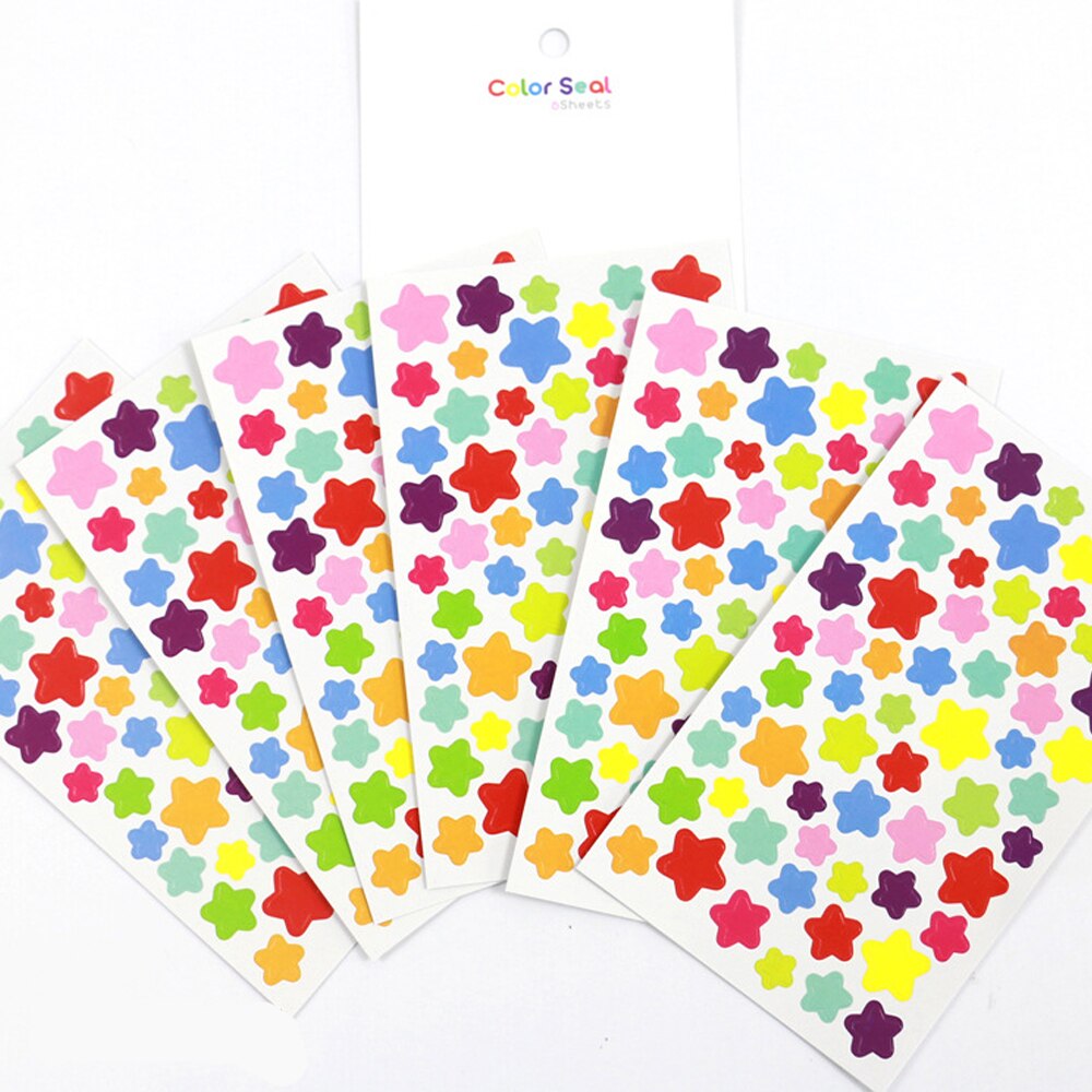Kawaii Cartoon Dots Love heart Stickers Patterns Cute Stationery Sticker Decorative collage Scrapbooking planner Album aesthetic: Five-pointed star