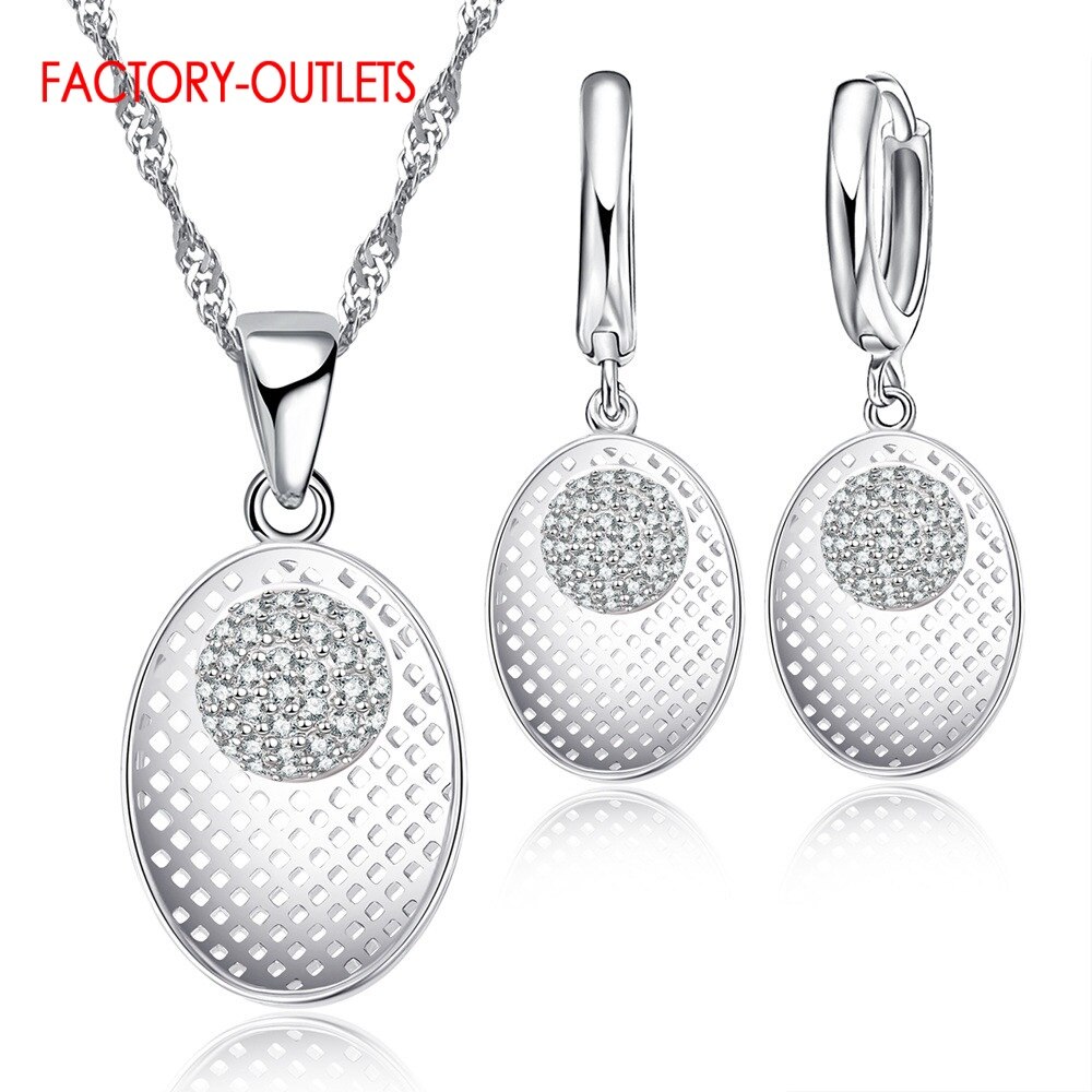 Conjunto de joyería de plata de ley 925 auténtica para mujer, conjunto de collar y pendientes para mujer, joyería nupcial para mujer: A