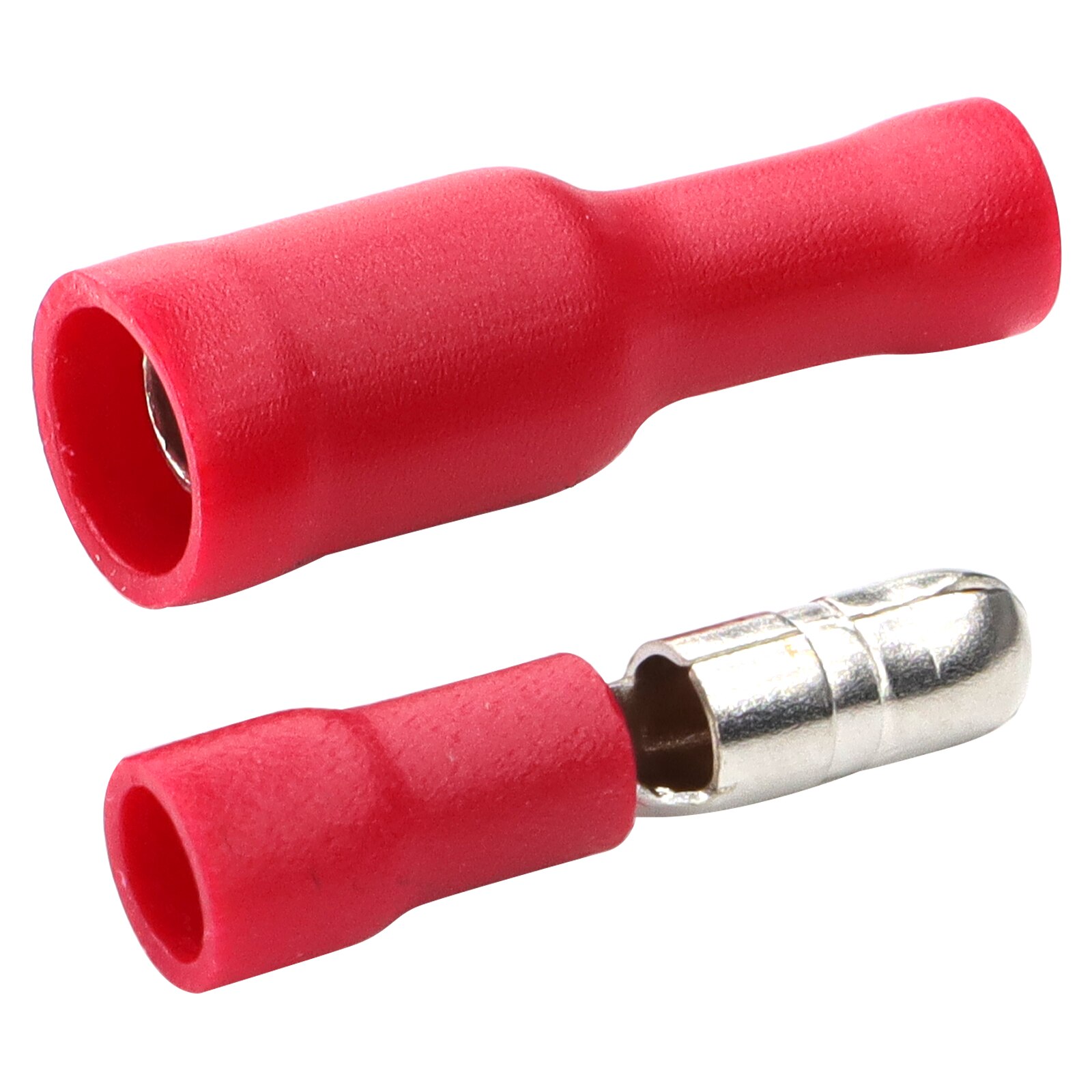 Qty 100, Red Bullet Wire Connectors Insulated Crimp Terminals Electrical Audio Cable Connector In Car Technology GPS Security