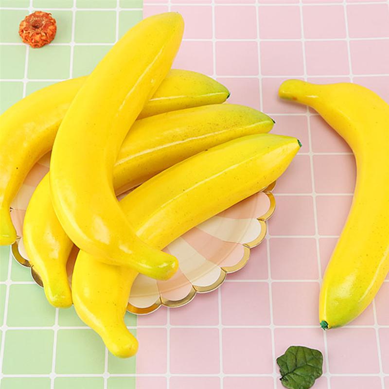 4Pcs Bananen Nep Fruit Ornamenten Prachtige Simulatie Banaan Realistische Tafelblad Decoraties Kunstmatige Fruit Decoraties