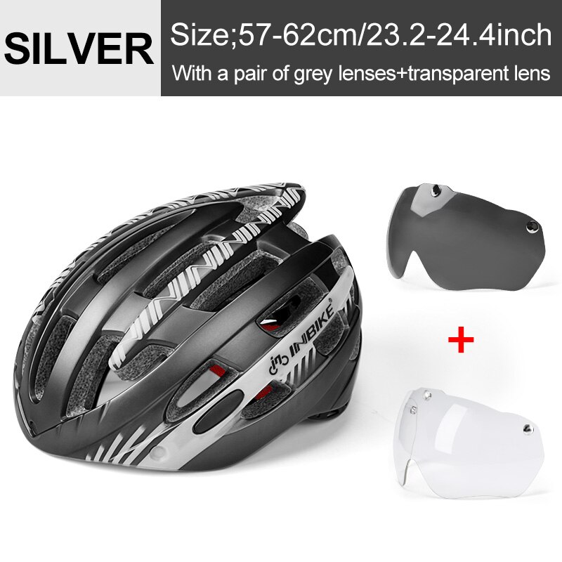 Inbike Fietshelm Mountainbike Rijden Bril Bril Een Stuk Unisex Ultralichte Ademende Helm: Ti Silver 2 Lenses