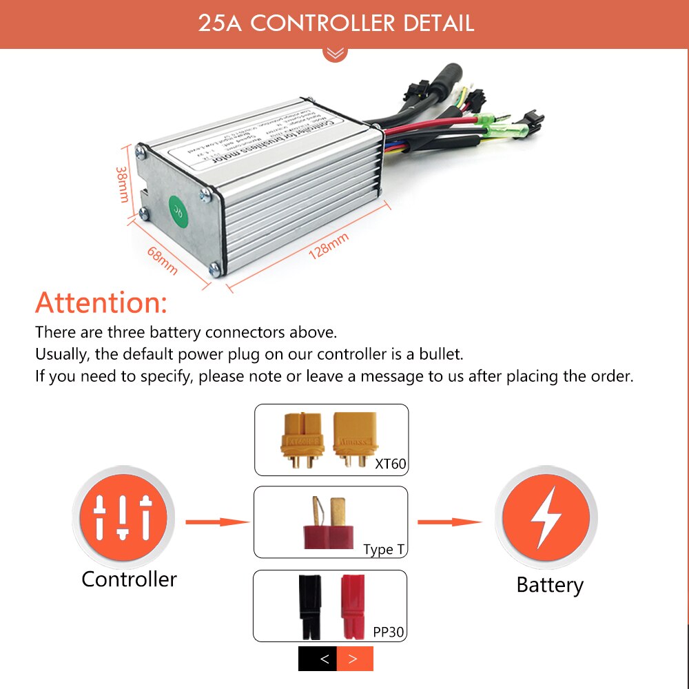 SOMEDAY Ebike Controller 25A 36V48V 500W750W Brushless 9 Mosfet KT Controller SM/Waterproof Plug For Electric bike Accessorices