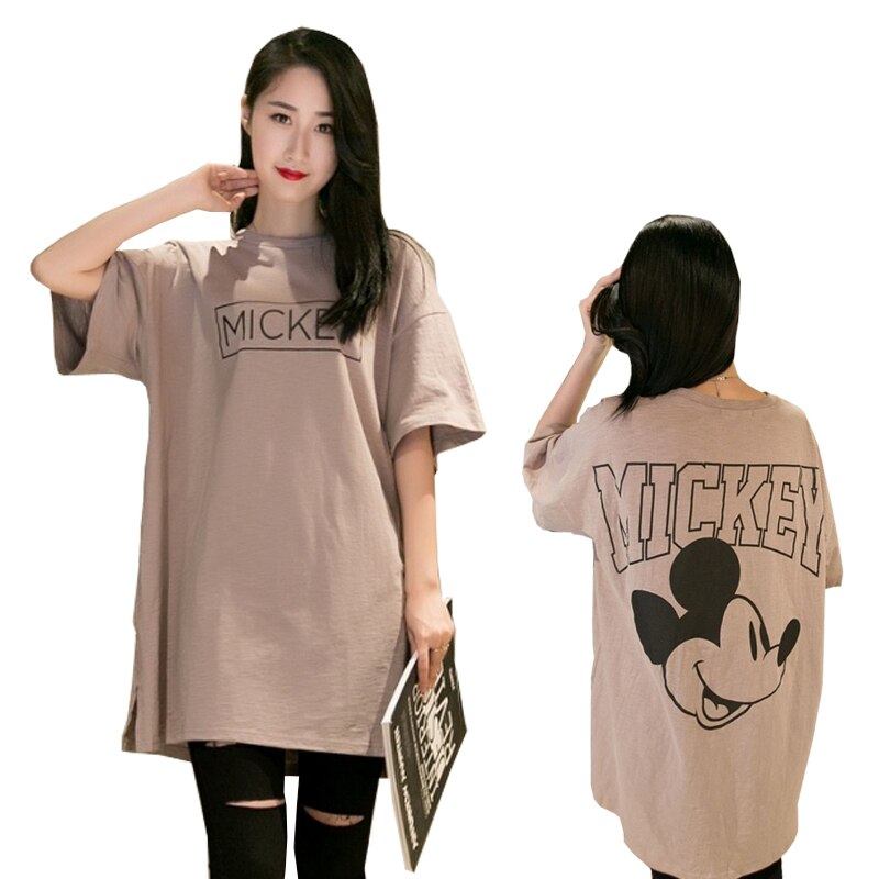 Sommar gravidkläder gravid topp 100%  bomull kortärmad amnings t-shirt medellång lös gravid t-shirt
