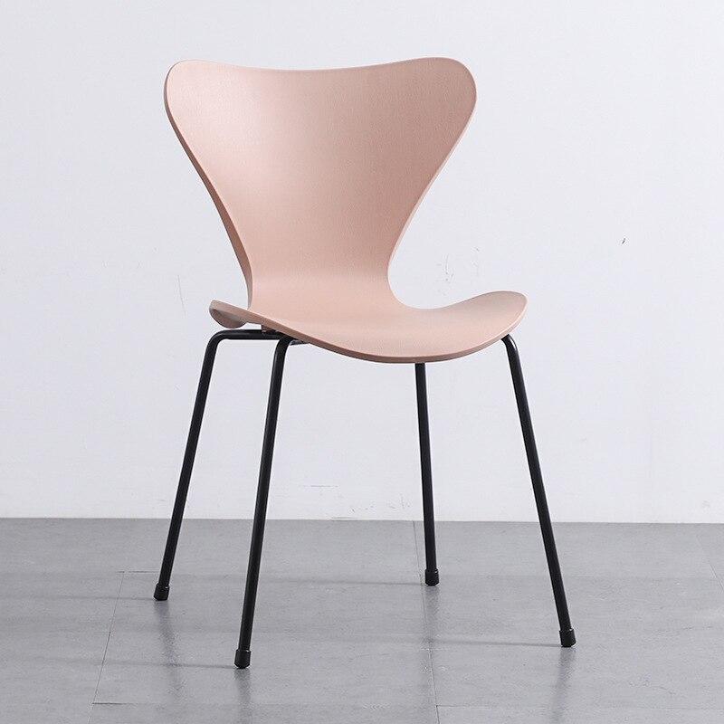 Chair Luxury Home Backrest Dining Chair Desk Simple Modern Backrest Stool Leisure Plastic Living Room Furniture Bedroom: Pink black leg