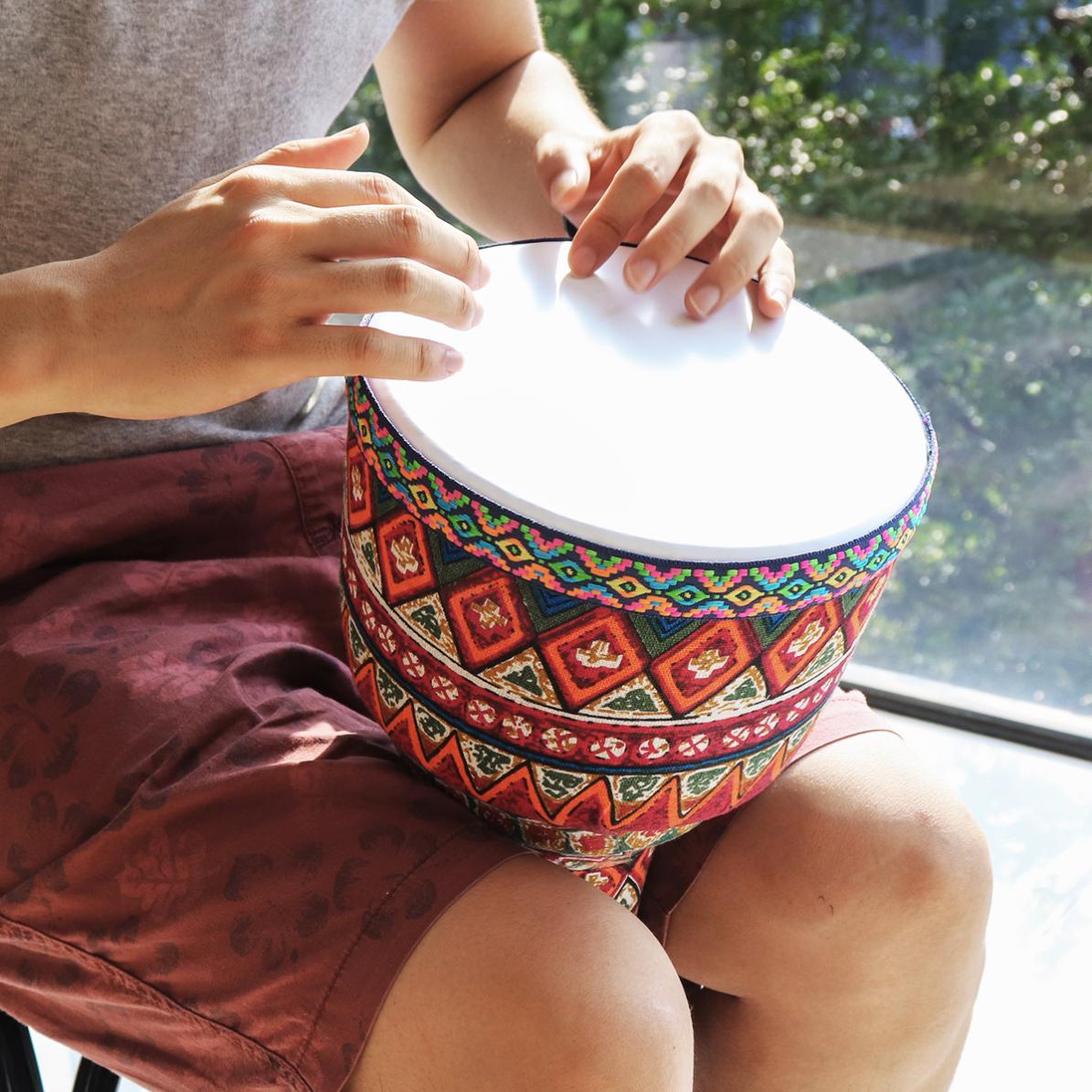 8 Inch PVC Afrikaanse Djembe Trommel Kleurrijke Doek Art ABS Vat Huid Kinderen Handtrommel