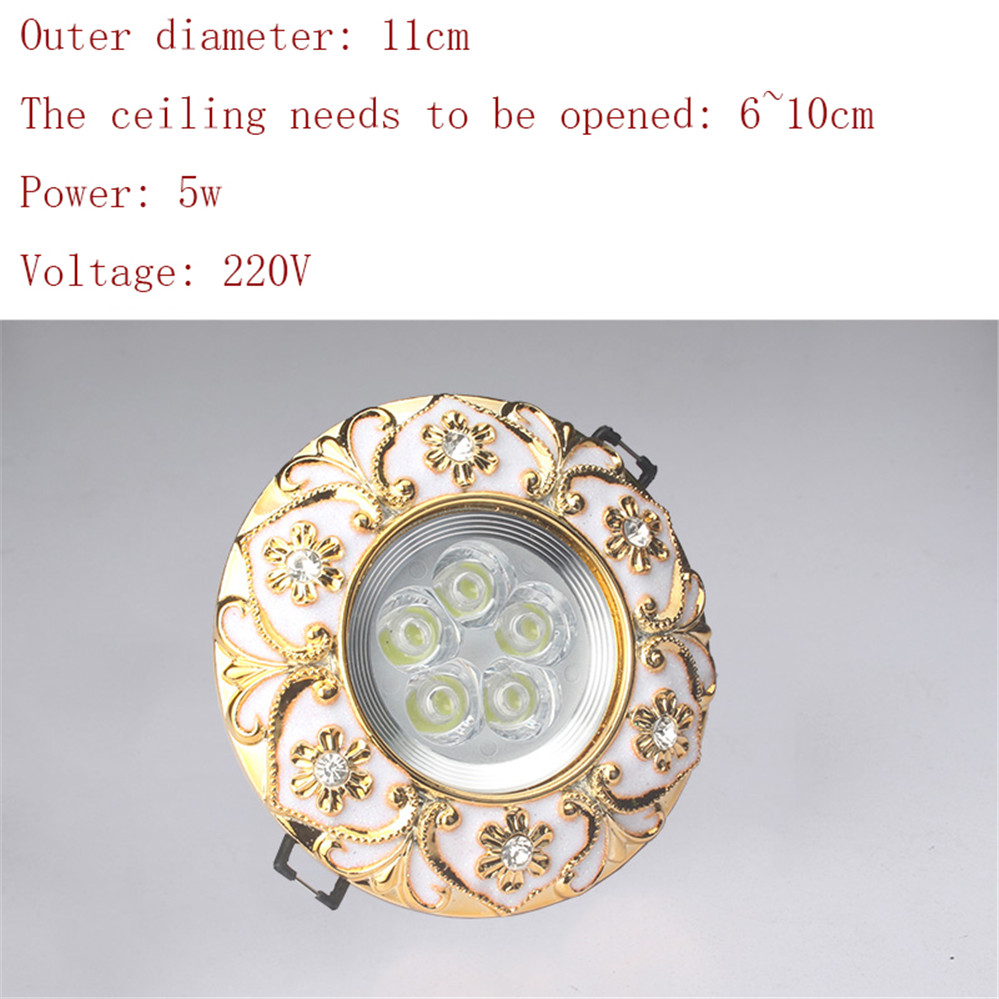 Europeisk luksuriøs diamantbesatt gullgirlander led-downlights 3w 5w 7w for gang, entré, spisestue, 220v innfelte lamper, spotlights: Rød / Kroppsfarge