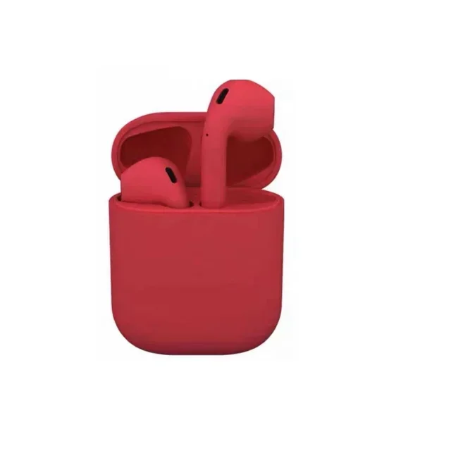 Écouteurs sans fil Bluetooth i12 TWS, oreillettes stéréo, suppression du bruit, casque d'écoute étanche pour sport et musique: Rouge