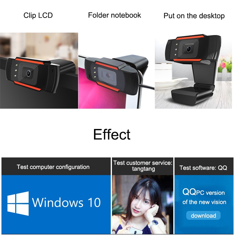 BKSCY USB Web Camera Web Cam 360 Degree Rotatable with MIC Clip-on Webcam for Skype Computer Notebook Laptop PC Usb Camera