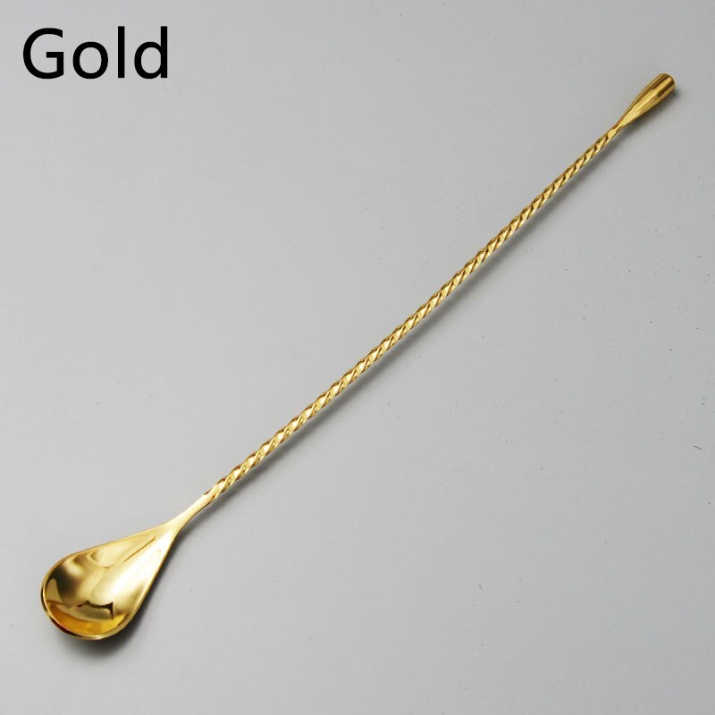 Lange håndtak i rustfritt stål spiral cocktailskjeer dråpeskjeer bartender røreverktøy kjøkkenutstyr tilbehør 30/40cm: Gull / 30cm