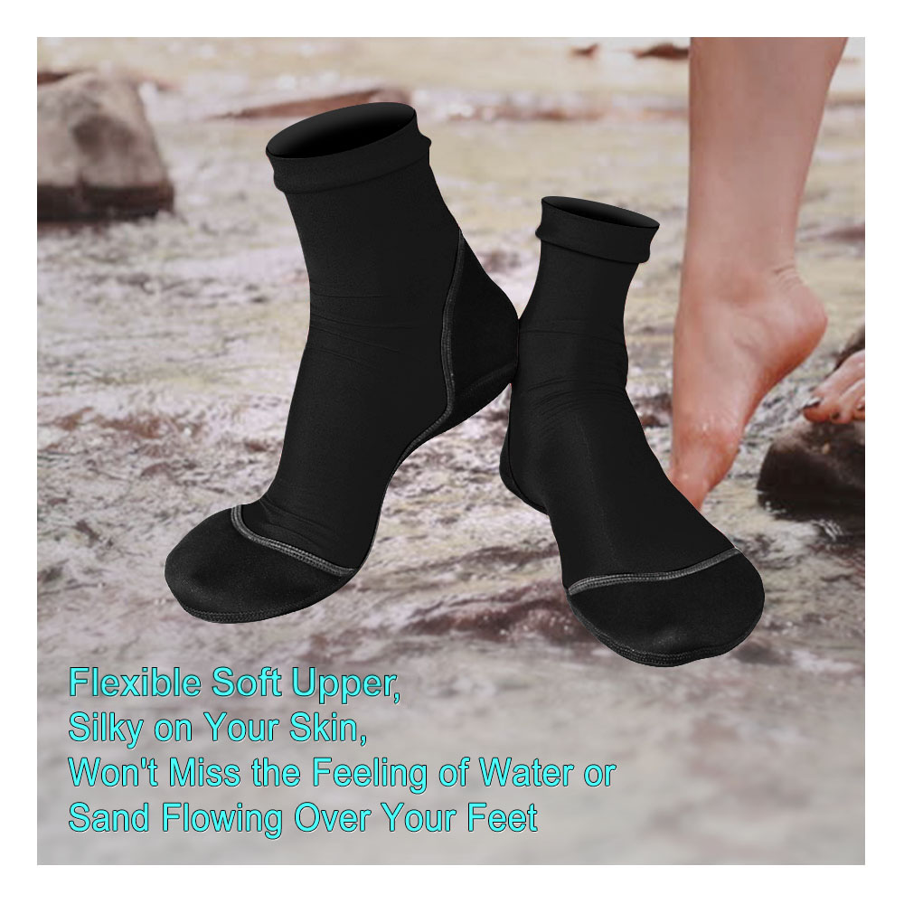 Calcetines de aleta de neopreno para playa, voleibol, fútbol, parte superior fina de poliéster, suelas de neopreno de 1,5mm, zapatos de agua con protección solar