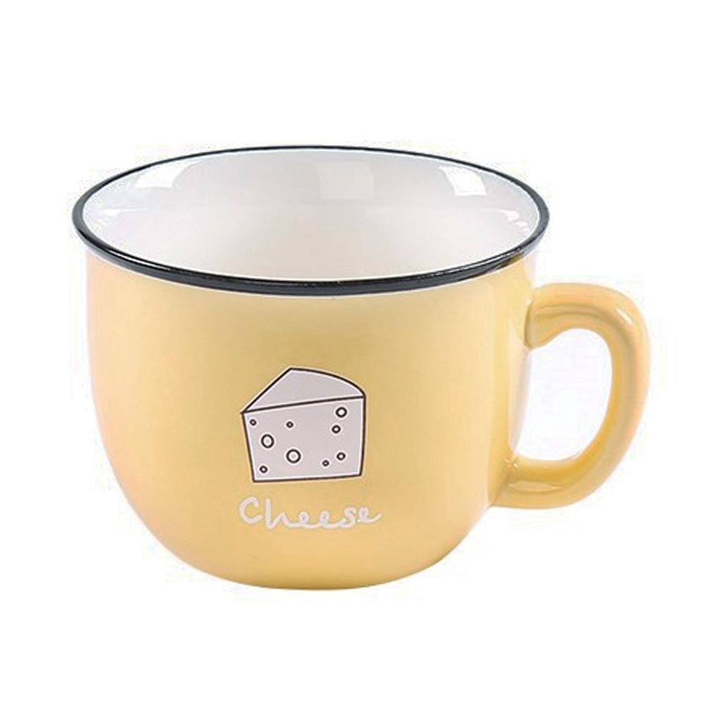 Color Heat-resistant Mug Cartoon With Spoon Lid 200ml Cup Milk Coffee Ceramic Mugs Children Cup Office Drinkware: Yellow