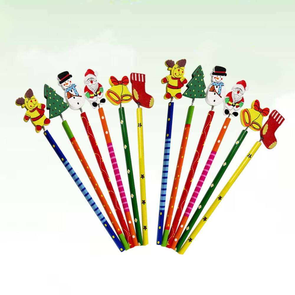 12 Stuks Potloden Mooie Cartoon Kerst Potlood Schoolbenodigdheden Voor Kinderen Kids: Default Title