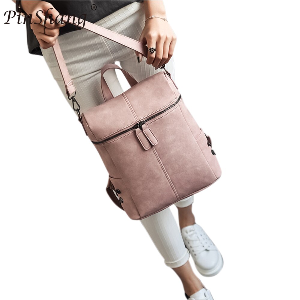 Dames PU Leren Rugzak - 20-35L - Klinknagels Dubbele Schouderband - Grote Reistas