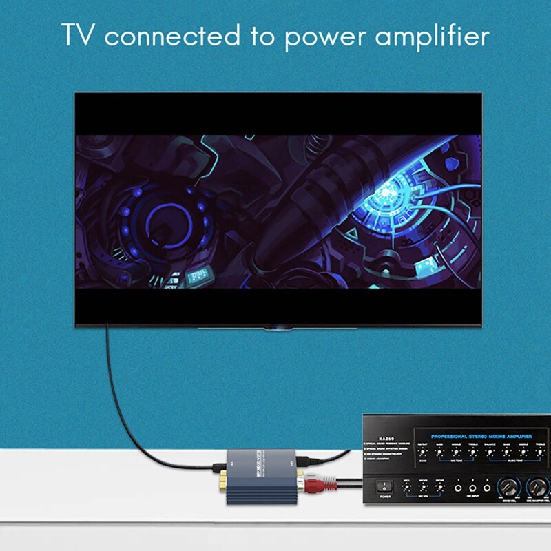 Audio Digital Analog Converte Optical Digital Decoder Amplifier R/L Channel 1080P 192KHz HD Audio for TV(EU Plug)