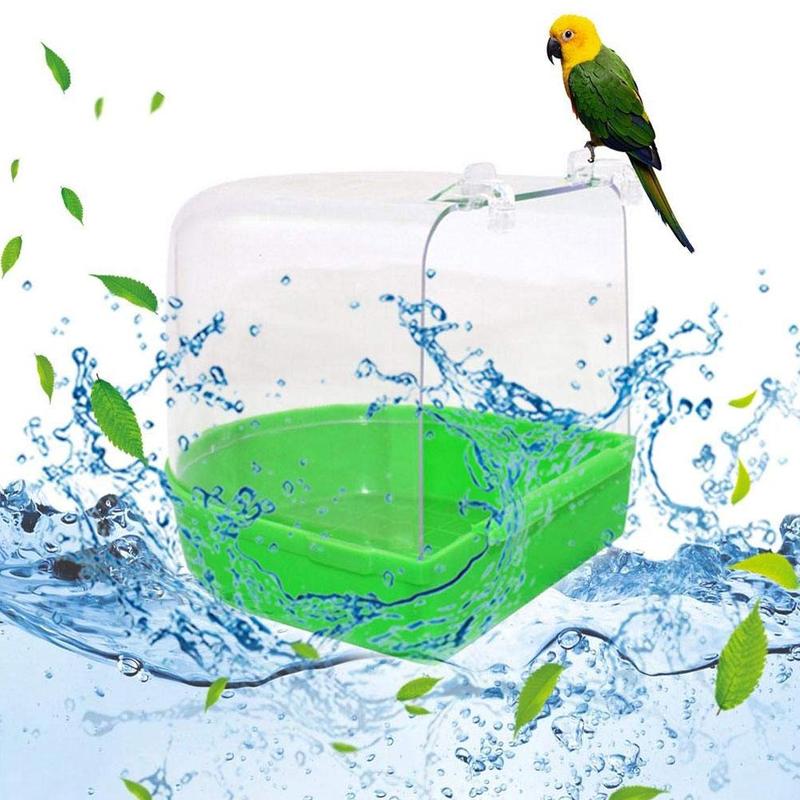 Bird Bath Bathtub Bath Box Bird Cleaning Tool Cage Accessories Parrot Bath Transparent Plastic Hanging Tub Shower Color Random