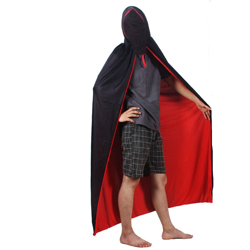 Vampire Cloak Cape Stand-up Collar Cap Reversible for Halloween Cosplay Costume