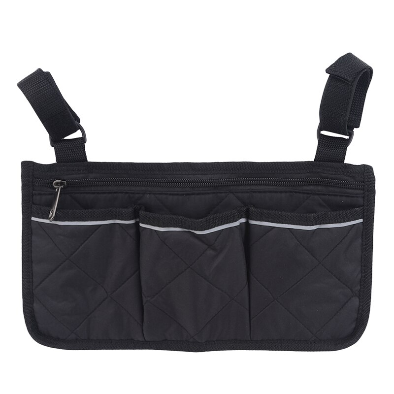 1pc Walker Electric Scooter Wheelchair Armrest Side Storage Bag Seat Armrest Storage Bag: black