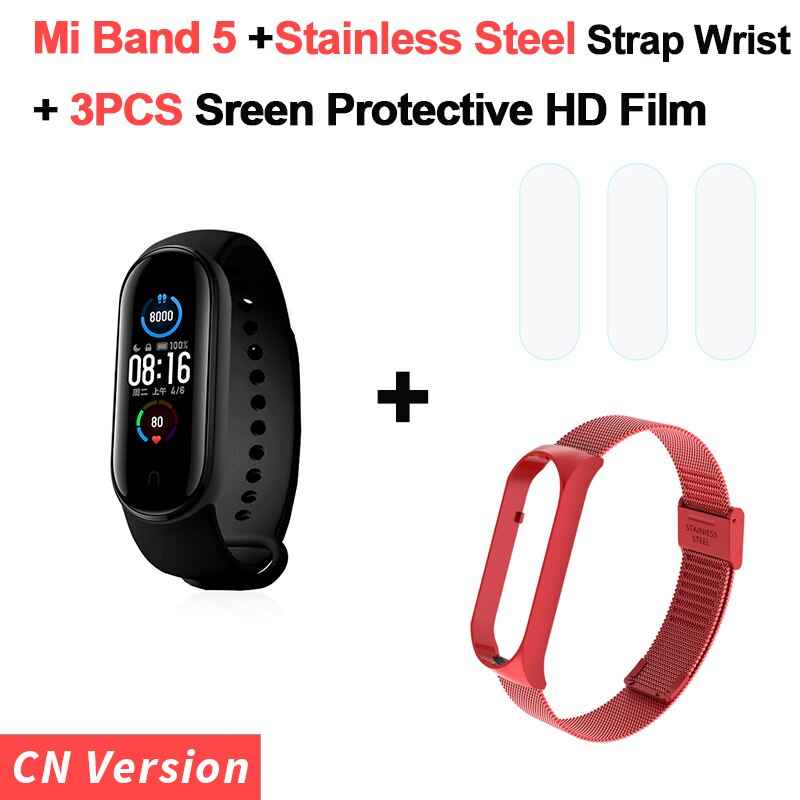 Original Xiaomi Mi Band 5 Smart Bracelet 1.1" AMOLED Colorful Screen Heart Rate Fitness Tracker Waterproof Mi Band 5 Wristbands: 7