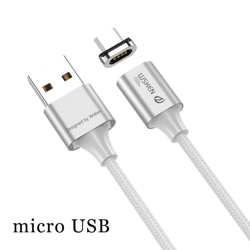 WSKEN X2 kabel magnetyczny mikro rodzaj usb C 3A szybkie ładowanie dla iPhone XS XR kabel robić ładowarki rodzaj-c USB-C robić Samsung S9 S8 adapter: micro USB kabel / 1 m