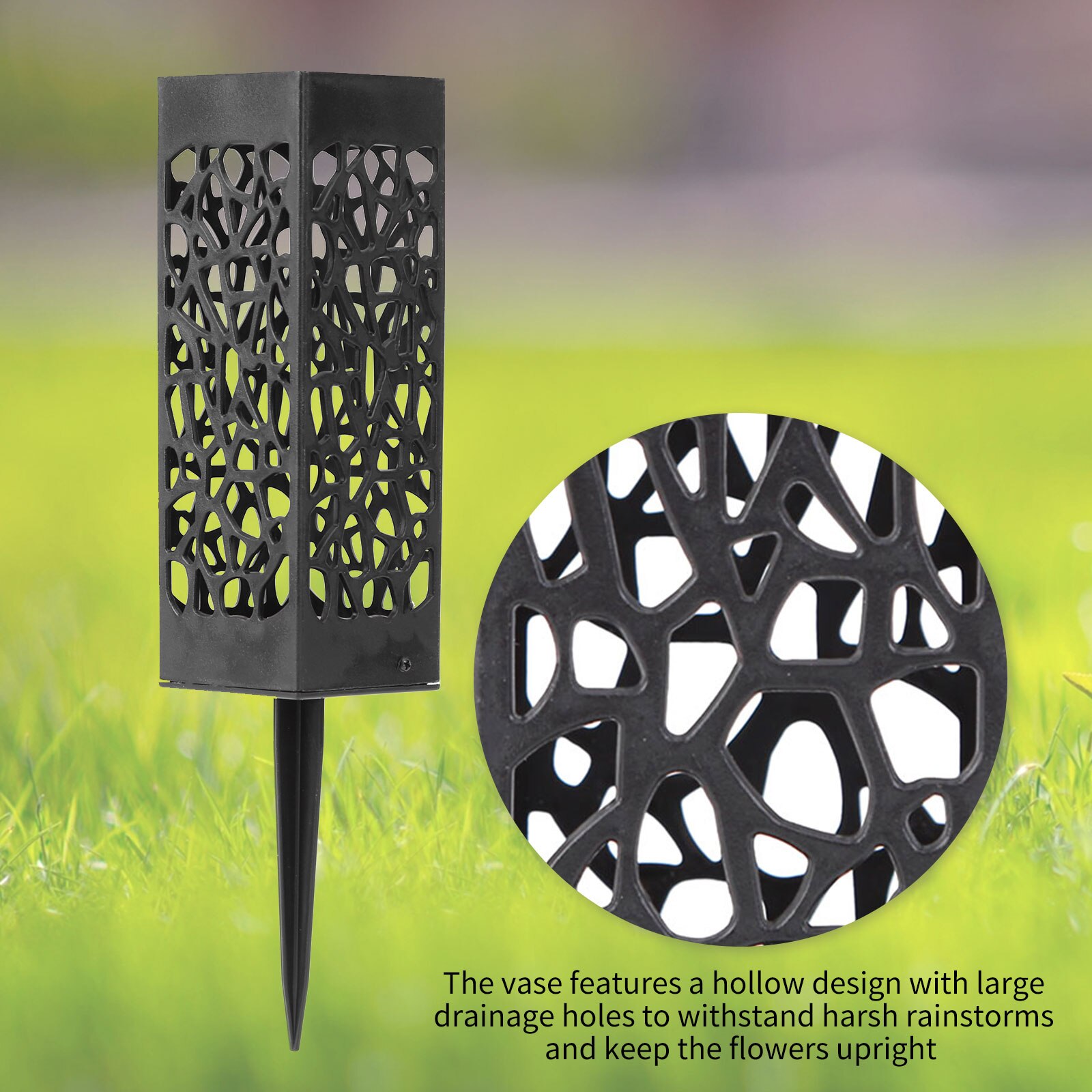 Memorial Cemetery Grave Vase Plastic Hollow Flower Hold Floral Holder Graves Decorations with Spikes Graveyard Conical