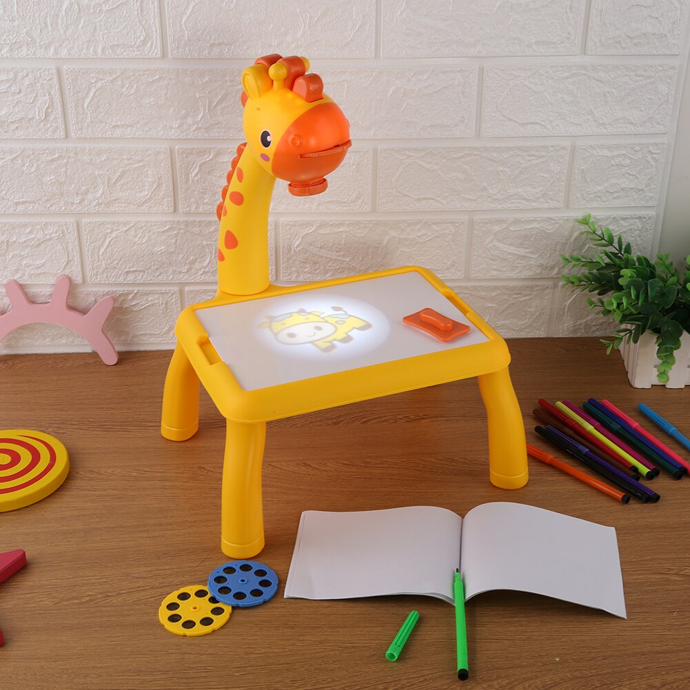 Giraffen-projektionszeichenbrett, graffiti-schreibtisch, lernspielzeug, maltafel, schreibtisch, malwerkzeuge, pädagogisches spielzeug