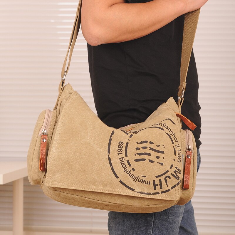 Manjianghong Leisure Canvas Men's Briefcase Bags Guaranteed Man's Shoulder Bag Business Functional Messenger Bag