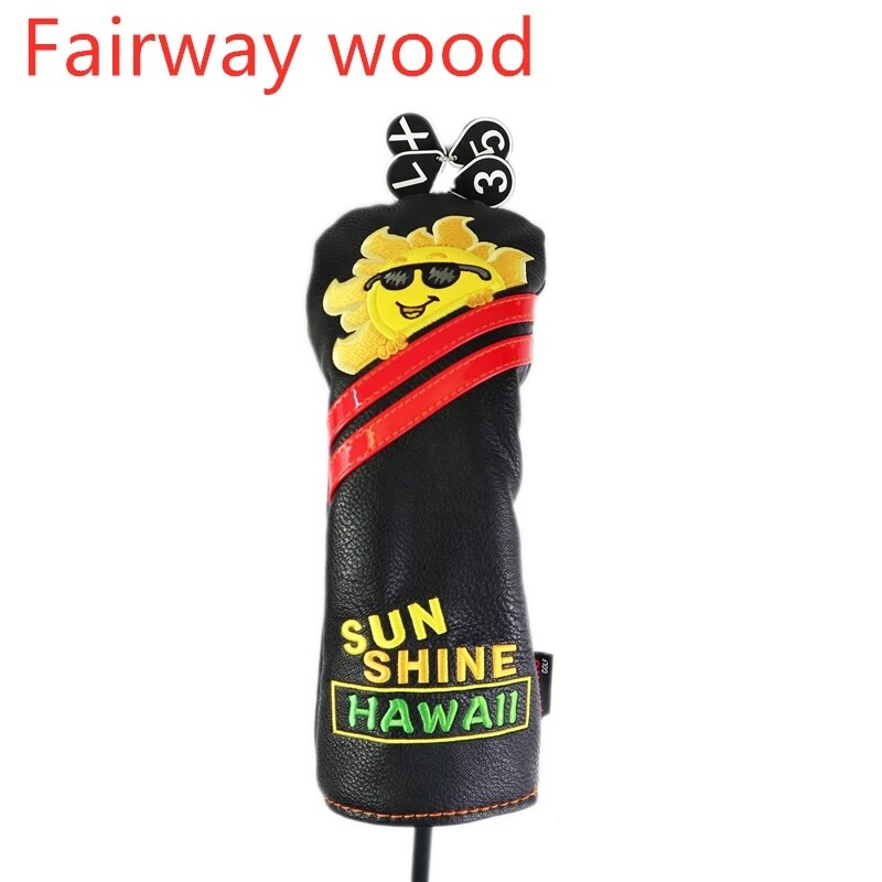 Protector de cabeza de palo de Golf, cubierta de madera, bordado solar, 1 Uds.: Fairway Black