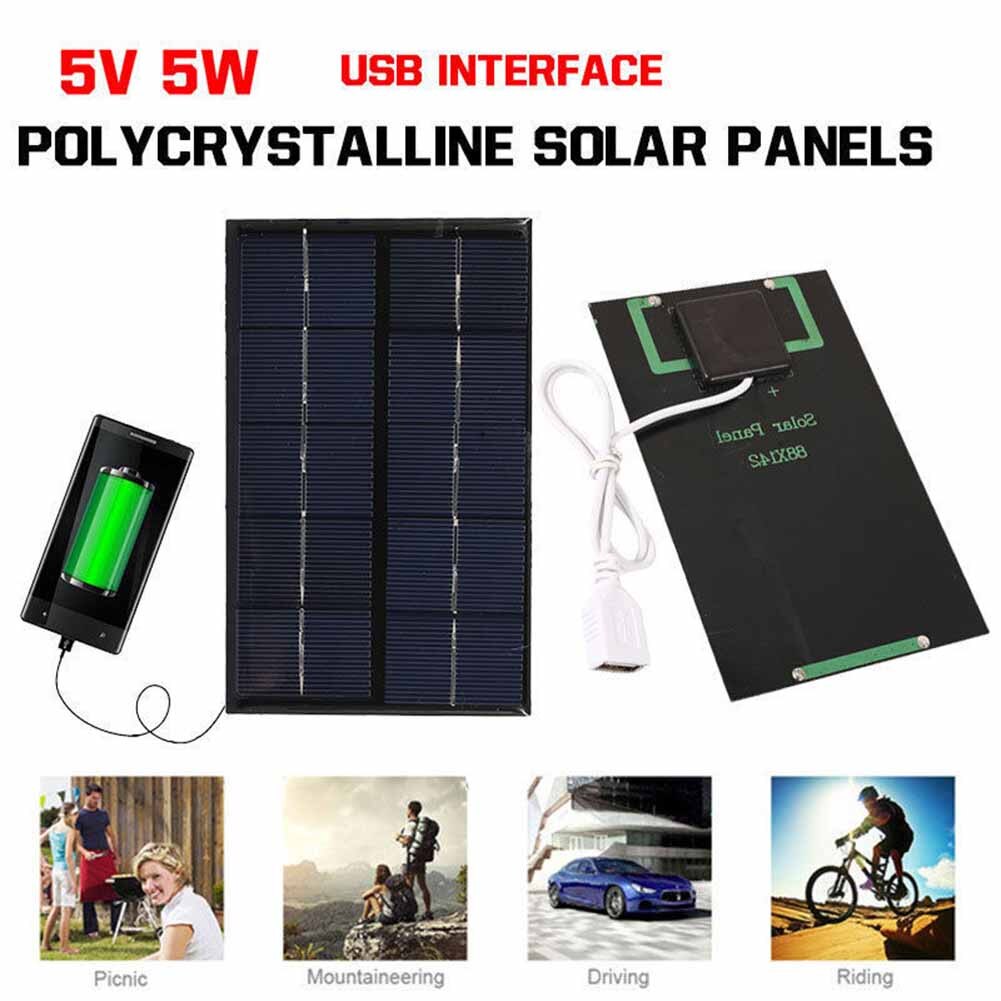Draagbare 2W 5V Usb Solar Panel Charger Panel Usb-poort Voor Mobiele Telefoon Reizen AUG889