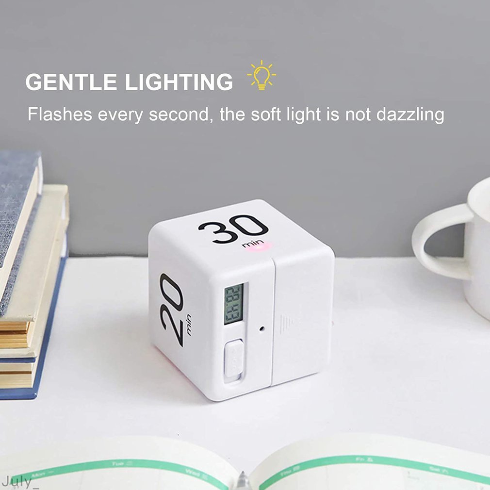 Lightweight Responsive Cube Timer Practical Kitchen Timer Sports Timer Gravity Sensor Flip Timer White Cooking Alarm Clock