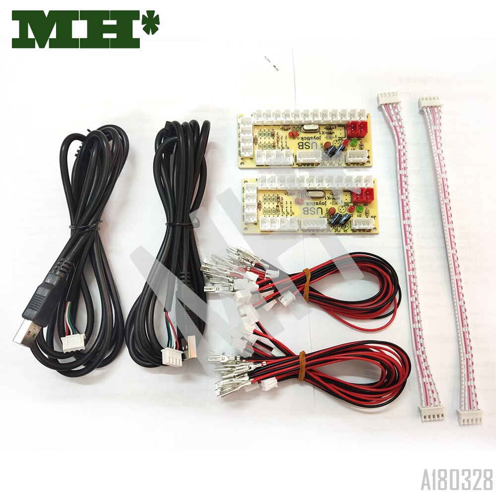 2 Spelers Nul Vertraging Arcade Diy Kit Usb Encoder Voor 4 & 8 Manier Zippy 5PIN Joystick 2.8 & 4.8mm Knop Met 2pin 2.8 & 6.3 Mm Licht Kabel: 2Zero 2.8MM -5p