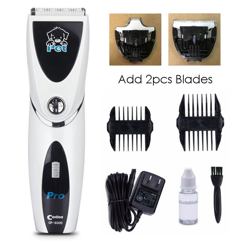 Codos CP8000 Elektrische Hond Haar Trimmer Professionele Grooming Clipper Oplaadbare Kat Hond Scheerapparaat Kapsel Machine voor Groomer: Add 2pcs Blade A