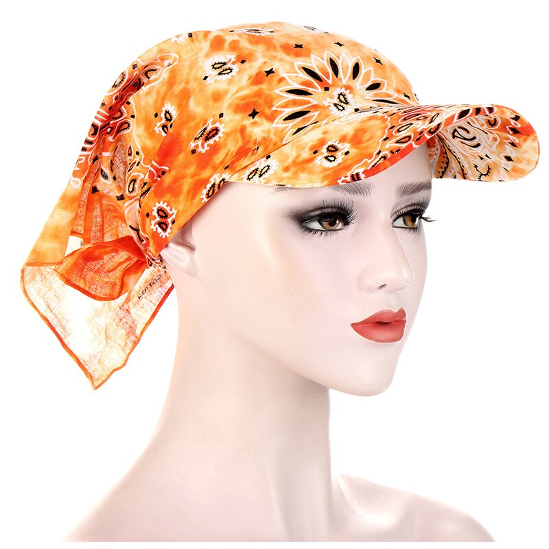 Casquette de Baseball, Bandana Turban carré, style Boho, motif Floral, coton, ajustable, pour femmes et hommes, visière solaire, chapeau Hip Hop: Orange