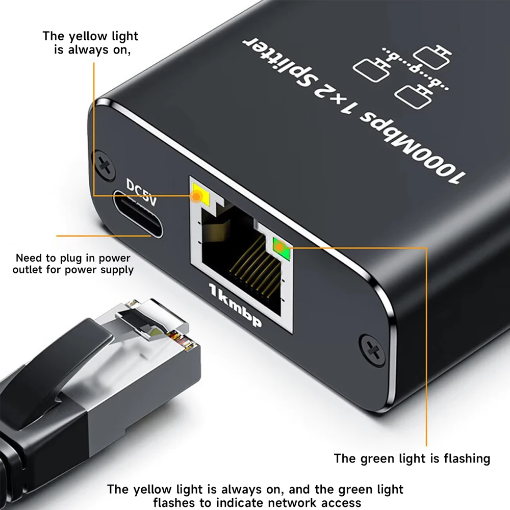 1000Mbps Ethernet Splitter 1 to 2/3/4 Network Extension RJ45 LAN Internet Gigabit Adapter for PC Laptop Router TV-Box Digital TV