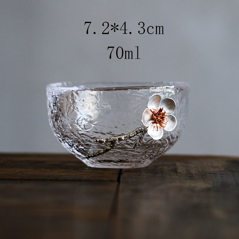 Hammarformad glas tekopp japansk stil plåtblomma högtemperaturglas tekopp exklusiva dekorativa koppar: 3