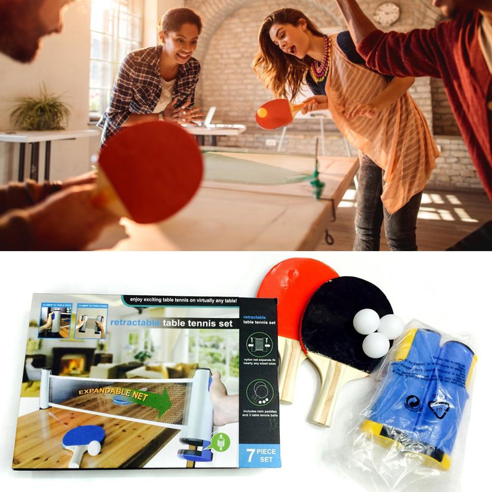 Portable Table Tennis Net Racket Set Max Telescopic Ping Pong Net Rack With Table Tennis Paddle Balls Kit Training Accessories