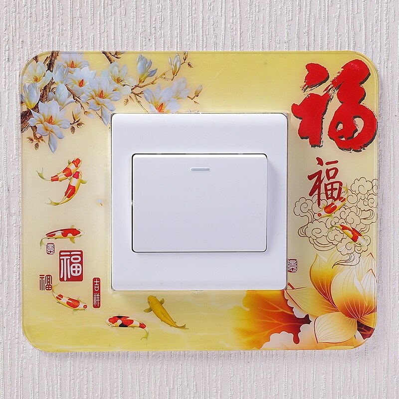 Traditional chinese style Acrylic Socket switch sticker Wall stickers Home decor Living room decoration Light switch cover plate: P