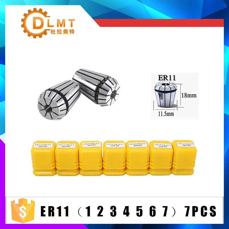7 Pc ER11 Spring Collet Set 1-7 Mm Chuck Hoge Precisie Collet Set Voor Cnc Graveermachine Frezen draaibank Gereedschap Gereedschaphouder