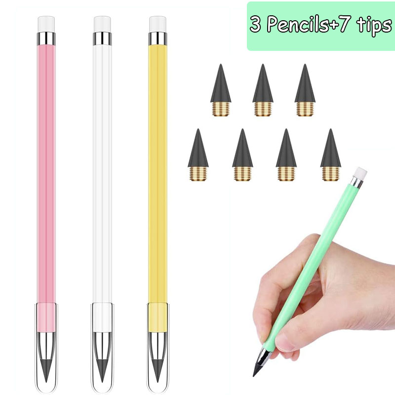 10pcs Eternal pencil set macaron For Kids Cute Pens Painting Art Office&School Supplies Infinity Pencils Tips Set Stationery: Light Grey