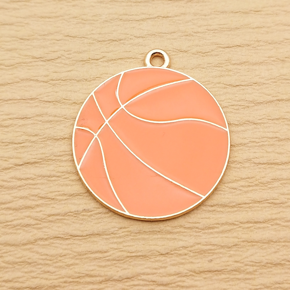 10 Uds. De dijes de joyería, accesorios de fútbol, baloncesto, voleibol, Diy, hacer pendientes, llavero, pulsera, colgante de Metal chapado en oro: orange