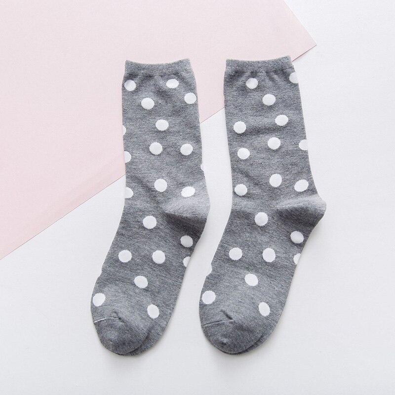 Novo outono e inverno meias femininas polka dot moda meias, algodão em tubo vaca meias femininas: CINZA