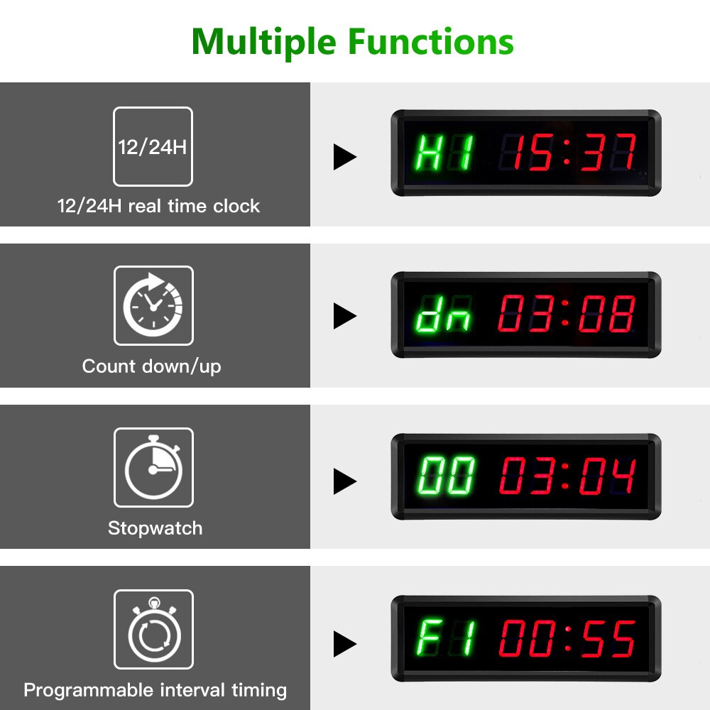 LED Programmierbare Crossfit Intervall 1.5 "hoch Charakter Fitnessstudio Timer Tabata Stoppuhr Zählen drinnen und draussen Fitness