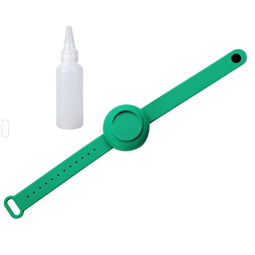 3PC disinfettante per le mani disinfettante braccialetto in Silicone braccialetto Dispenser per mani braccialetto indossabile distributore di gel idroalcollique: 1PC Green