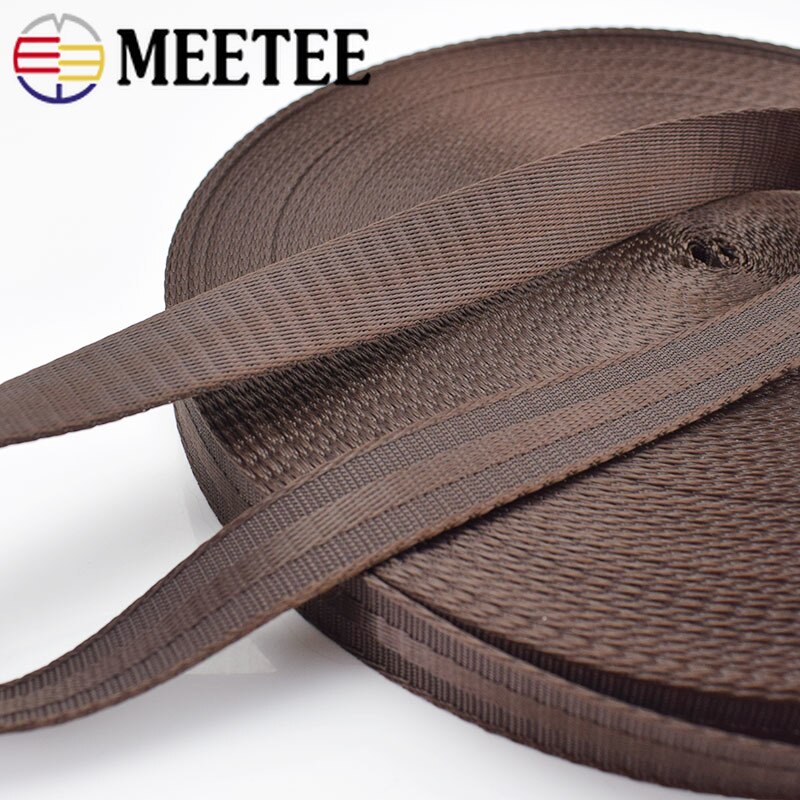 Meetee 5 meter 20-50mm polyester nylon webbing tape sikkerhedssæde bånd rygsæk kæledyr rem bælte omsnøring blonder bias bindende tape