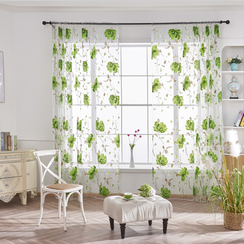 1 Stck Reben Blätter Tüll Tür Fenster Vorhang Drapieren Tafel schier Schal Schabracken Wohnzimmer Wohnkultur schier Schleier Schabracken